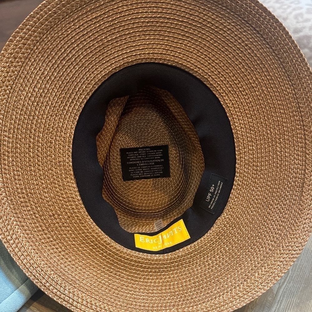 Eric Javits Instinct  Packable Squishee Straw Sun Hat Natural Black - Picture 7 of 8